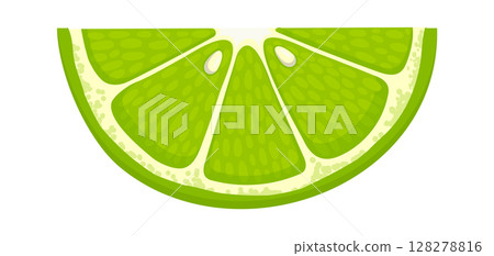 Lime wedge featuring vibrant green color and intricate details of pulp and peel, creating a refreshing visual ideal for food and beverage projects, enhancing any design Lime wedge featuring vibrant green color and intricate details of pulp and peel, creating a refreshing visual ideal for food and beverage projects, enhancing any design 128278816