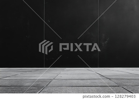 minimalism. empty concrete room. grey floor tiles and Dark Backdrop Design minimalism. empty concrete room. grey floor tiles and Dark Backdrop Design 128279403