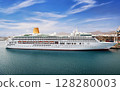 Cruise Ship in port on sunny day 128280003