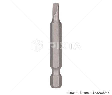 Flat head screwdriver bit on white background 128280046