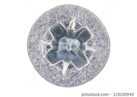 Galvanized Combination Drive Screw Head Isolated Galvanized Combination Drive Screw Head Isolated 128280048