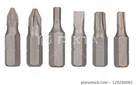 Set of six metal screwdriver bits 128280062