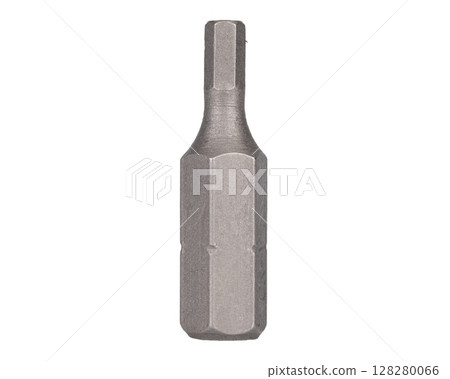 Short hex screwdriver bit isolated on white 128280066