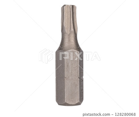 Short torx screwdriver bit isolated on white 128280068