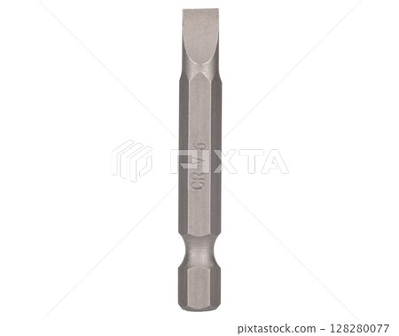 Steel flat head CRV 6 bit isolated white Steel flat head CRV 6 bit isolated white 128280077