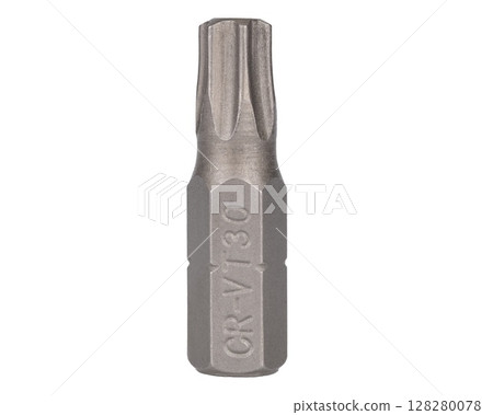 T30 torx screwdriver bit isolated on white background 128280078