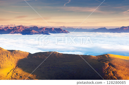 Amazing sunset in the mountains Amazing sunset in the mountains 128280085