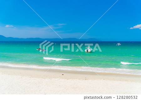 Turquoise sea and white sand. Turquoise sea and white sand. 128280532