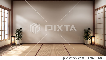 Tatami mat floor, room japanese traditional style. 3D rendering Tatami mat floor, room japanese traditional style. 3D rendering 128280680