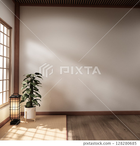 Tatami mat floor, room japanese traditional style. 3D rendering Tatami mat floor, room japanese traditional style. 3D rendering 128280685
