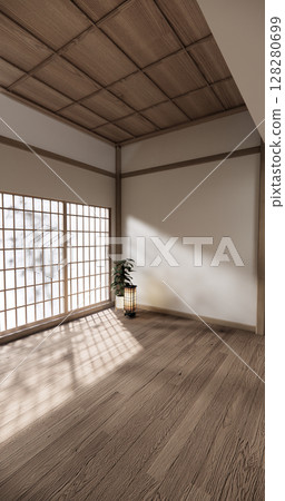 Mock up Cabinet design on earth tone wood room interior modern style .3D rendering Mock up Cabinet design on earth tone wood room interior modern style .3D rendering 128280699