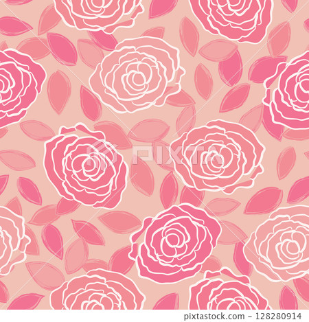 Roses vector seamless pattern. Blooming Flowers on pastel Background. Vector illustration. Vintage floral hand drawn wallpaper.  128280914