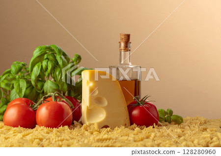 Ingredients for preparing traditional Italian pasta. Ingredients for preparing traditional Italian pasta. 128280960