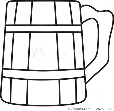 wooden beer mug, oktoberfest, simple black and white icon on isolated background wooden beer mug, oktoberfest, simple black and white icon on isolated background 128280975