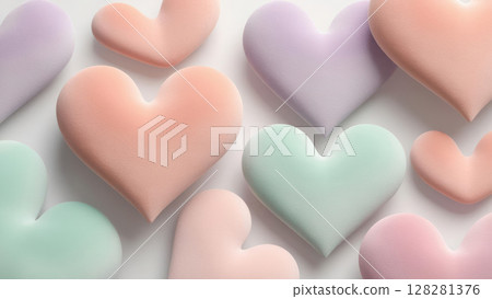 seamless blend of pastel hues forming abstract heart shapes with soft gradients, ideal for modern marketing backgrounds 128281376