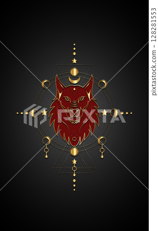 Mythological red wolf or mystical Fenrir on...-插圖素材 [128281553] - PIXTA圖庫