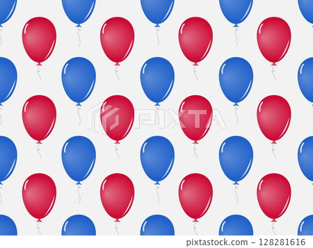 Seamless pattern design of red and blue balloons floating on white background, for background, wallpaper, wrapping paper or other decorative purposes. 128281616