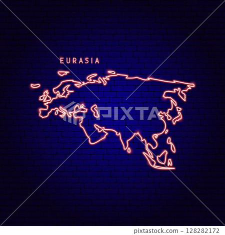 Eurasia Map Neon Silhouette Eurasia Map Neon Silhouette 128282172