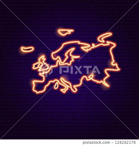 Europe Map Neon Continent Europe Map Neon Continent 128282178