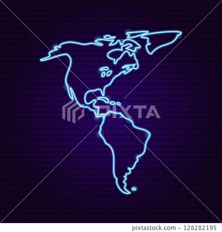 America Map Neon Continent America Map Neon Continent 128282195