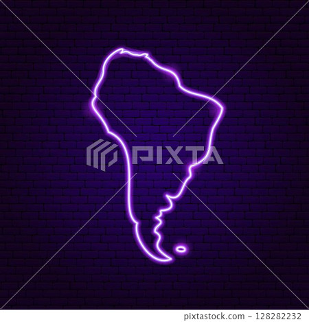 South America Map Neon Continent South America Map Neon Continent 128282232