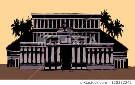 Vector Drawing. Ancient Egyptian Palace 128282241