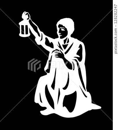Vector drawing. Girl with lantern Vector drawing. Girl with lantern 128282247