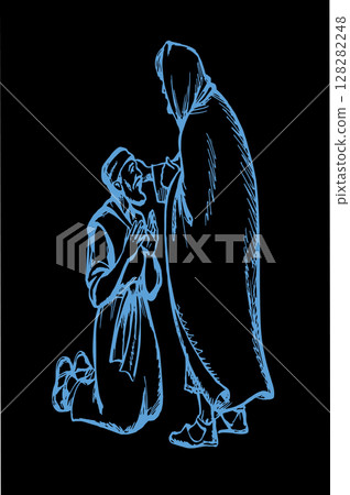 Vector drawing. Jesus healing a man 128282248