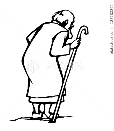 Vector drawing. Jewish man walk 128282263