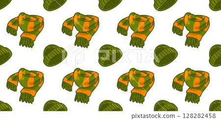 Seamless Knitted Scarf Hat Pattern. Seamless Knitted Scarf Hat Pattern. 128282458