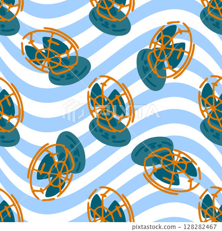 Seamless Cartoon Desk Fan Pattern Seamless Cartoon Desk Fan Pattern 128282467