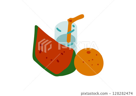 Fresh Watermelon Orange Drink 128282474