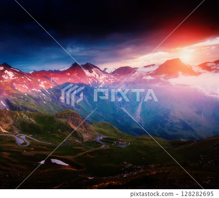 picturesque morning scene picturesque morning scene 128282695