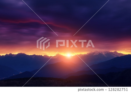 sunset in the mountains 128282751