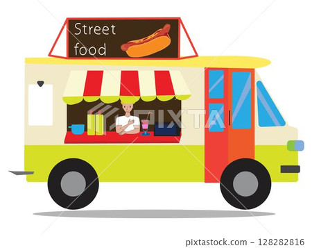 street food van illustration 128282816
