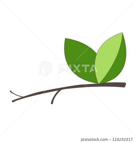 tree twig with two leaves logo 128282817
