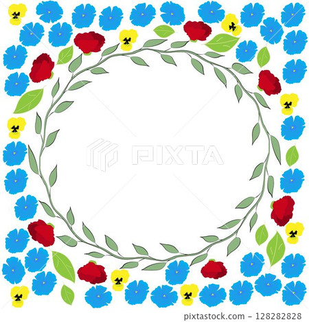 Floral frame with flowers and leaves 128282828