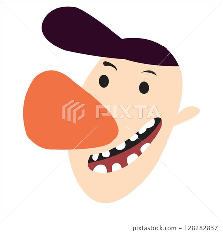 abstract comical face with huge nose and a hat 128282837