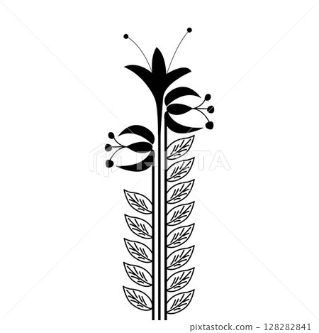 Black silhouettes of plant ornaments greeting Black silhouettes of plant ornaments greeting 128282841