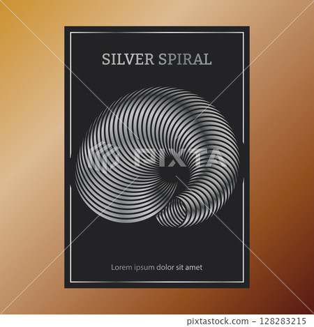 The silver spiral. A design template for the design of a cover, banner, poster. A luxurious composition for interior design, decorations and creative ideas 128283215