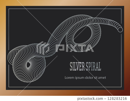 The silver spiral. A design template for the design of a cover, banner, poster. A luxurious composition for interior design, decorations and creative ideas 128283216