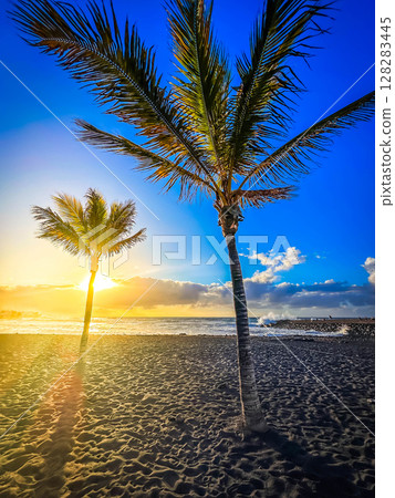 Playa jardin beach at Puerto de la Cruz, Spain 128283445