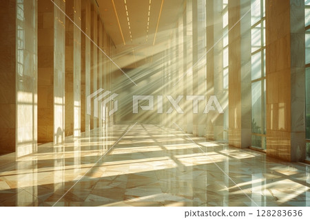 interplay of light and architecture creating atmospheric spaces 128283636
