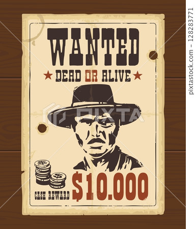 Vector Vintage western retro Wanted Poster Vector Vintage western retro Wanted Poster 128283771