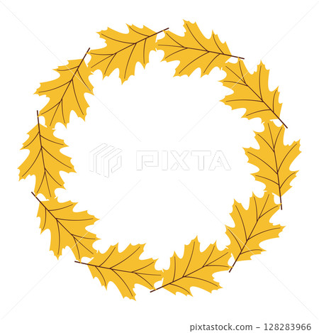 Fall season flat frame with yellow leaves in modern vector style. Hand drawn autumn set for banners, cards, social media Fall season flat frame with yellow leaves in modern vector style. Hand drawn autumn set for banners, cards, social media 128283966