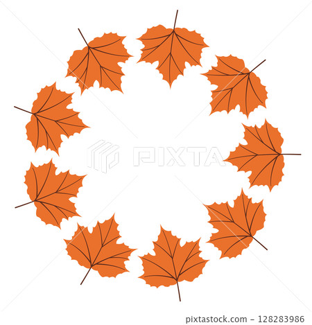 Fall season flat frame with red leaves in modern vector style. Hand drawn set for banners, cards, social media Fall season flat frame with red leaves in modern vector style. Hand drawn set for banners, cards, social media 128283986
