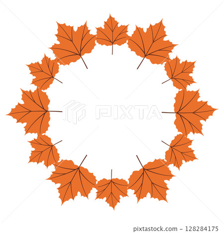 Fall season flat frame with big and small orange leaves in modern vector style. Hand drawn set for banners, cards, social media Fall season flat frame with big and small orange leaves in modern vector style. Hand drawn set for banners, cards, social media 128284175