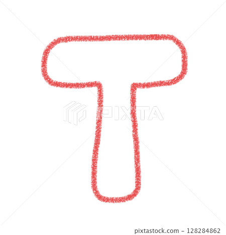 字母T 手寫字母 可愛素材 紅色插畫素材圖示 蠟筆風格 128284862