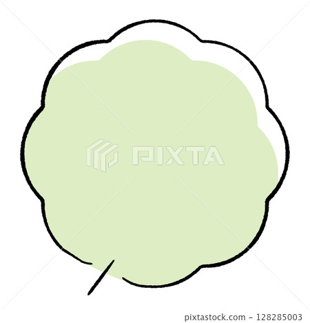 Simple speech bubble with hand-drawn line drawing style, perfect circle, fluffy tail, straight line, bottom left, stylish color 128285003