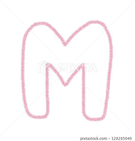 字母M 手寫字母 可愛素材 粉紅色 插畫素材 圖示 蠟筆風格 128285040